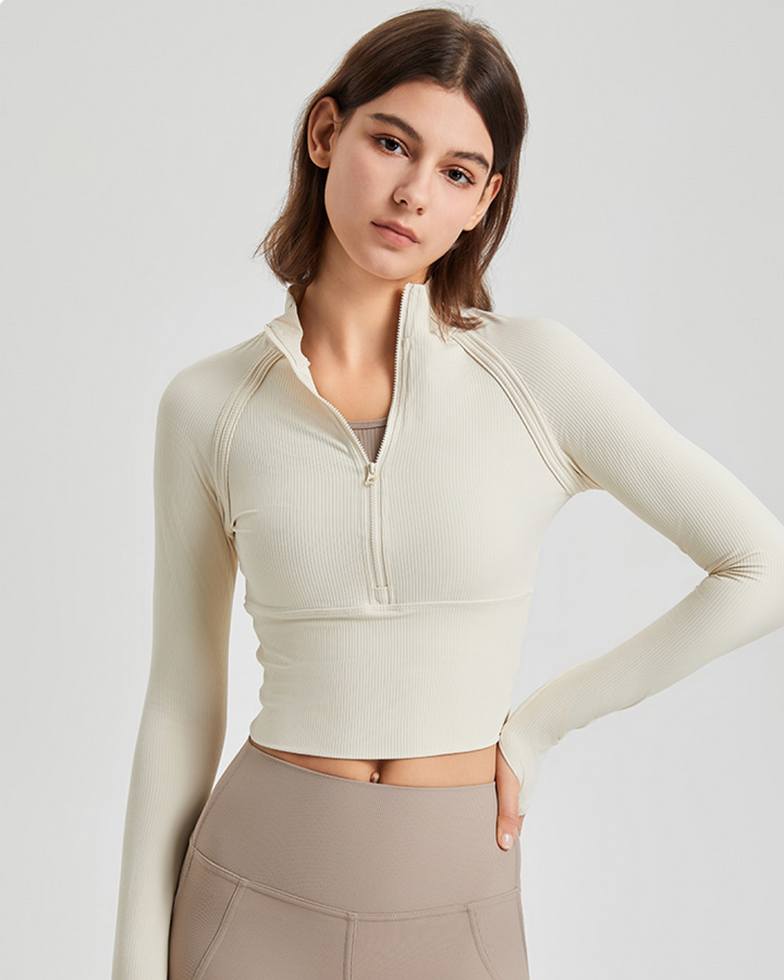 Long Sleeve Zip Crop Top Style and Comfort