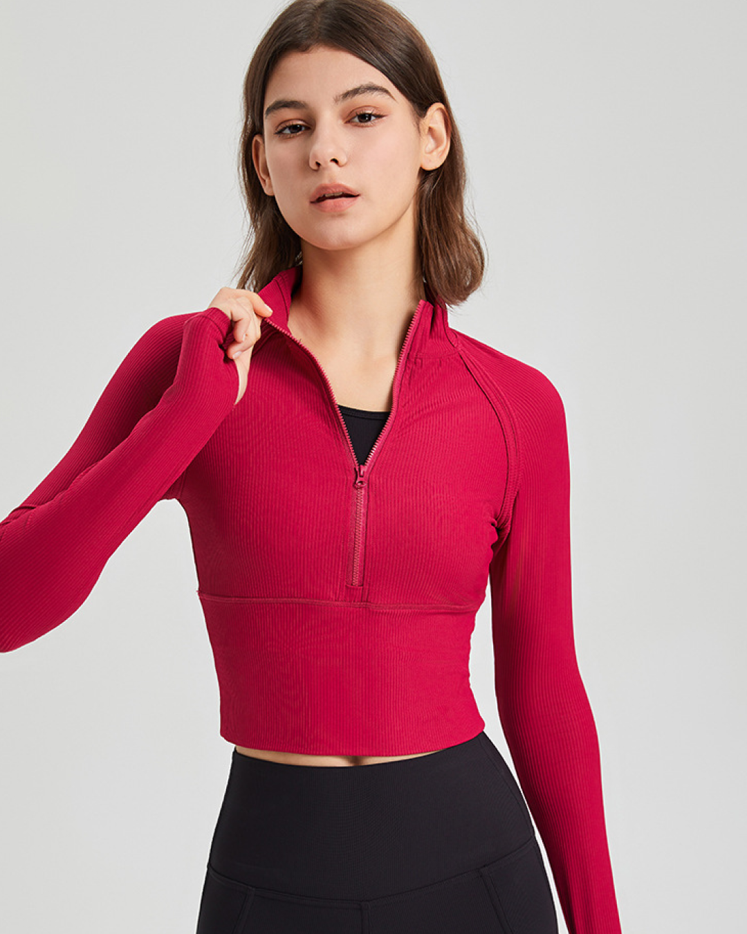 Long Sleeve Zip Crop Top Style and Comfort