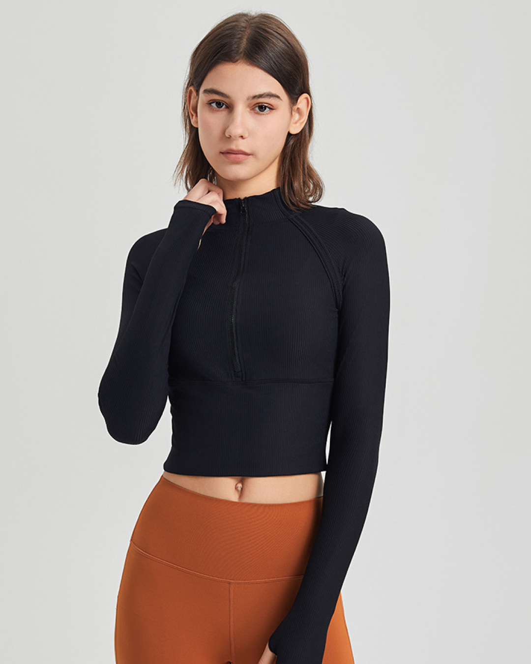 Long Sleeve Zip Crop Top Style and Comfort