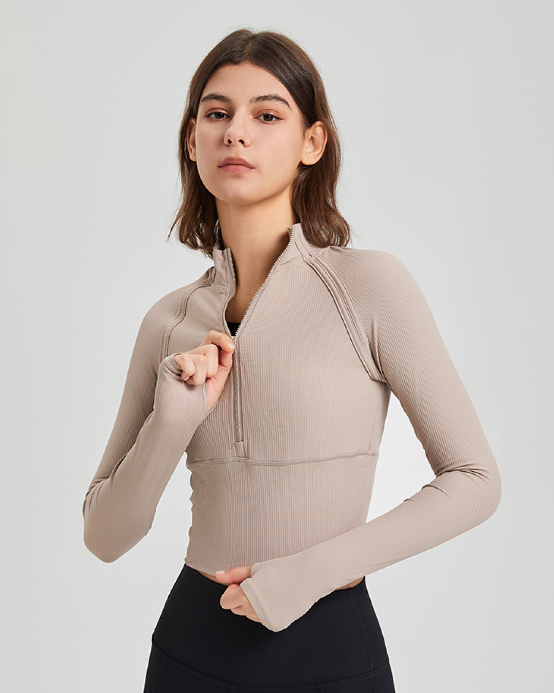 Long Sleeve Zip Crop Top Style and Comfort