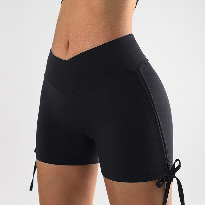 Cross-Waist Shorts with Side Ruched Detailing
