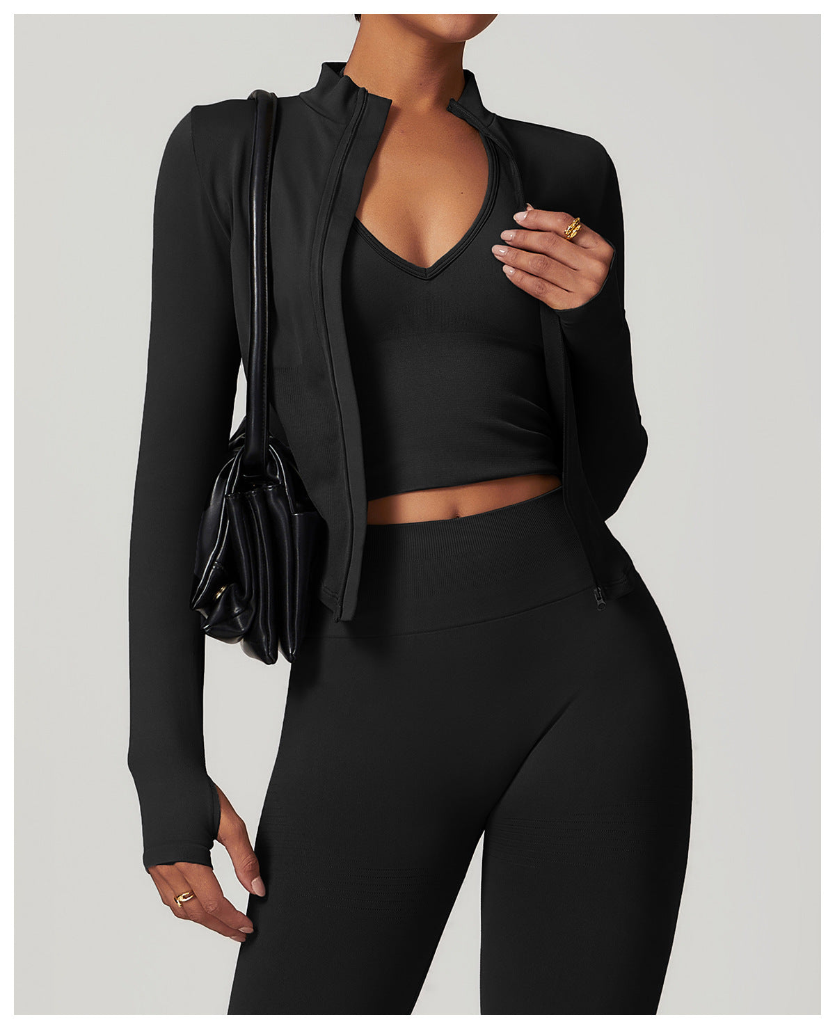 High-Waist Shorts and Jacket Sports Set