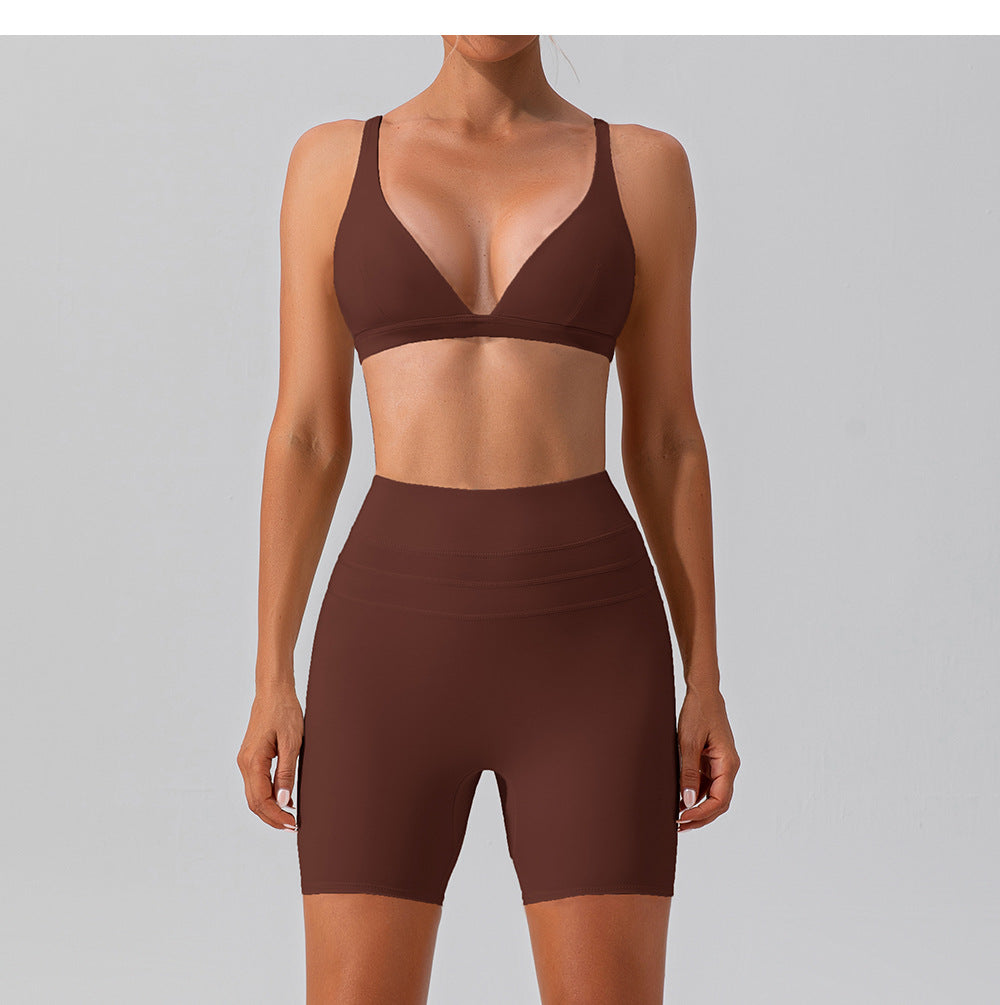 Triangle Top and High-Waisted Shorts Set