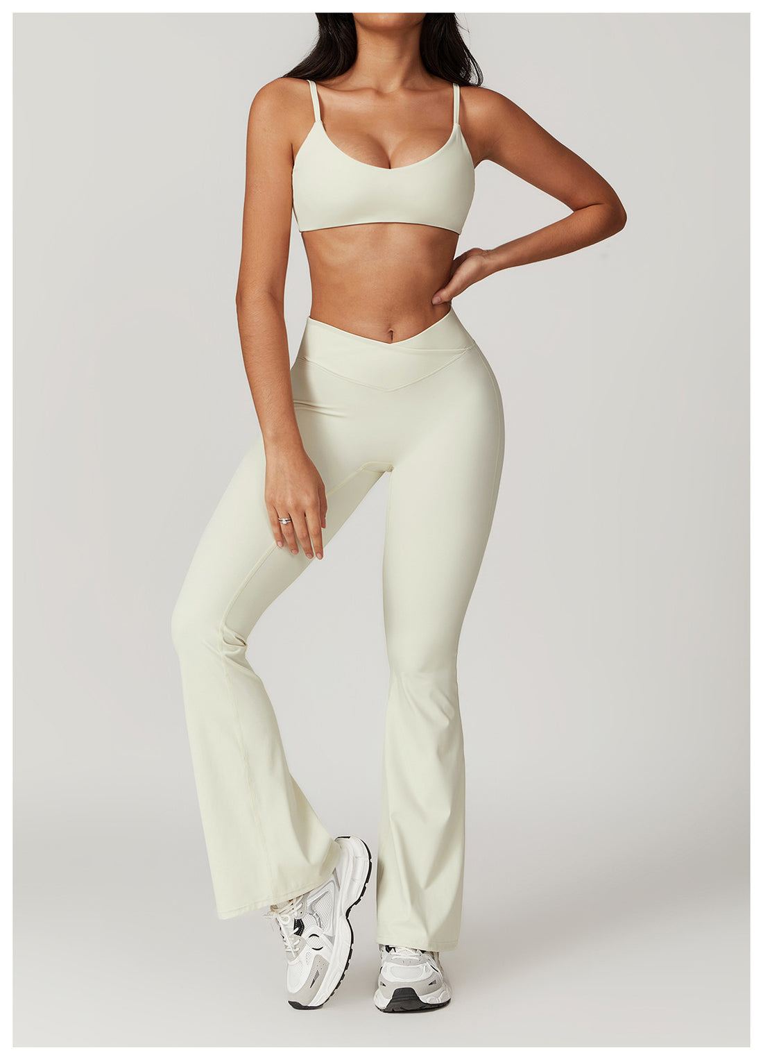Cropped top and flare pants set