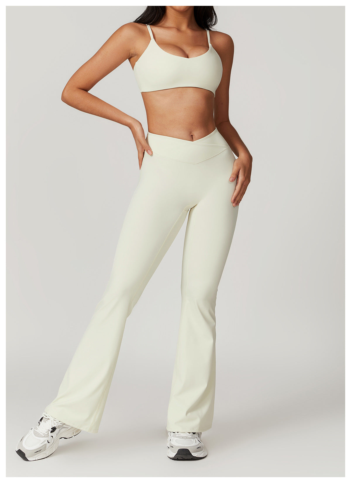 Cropped top and flare pants set