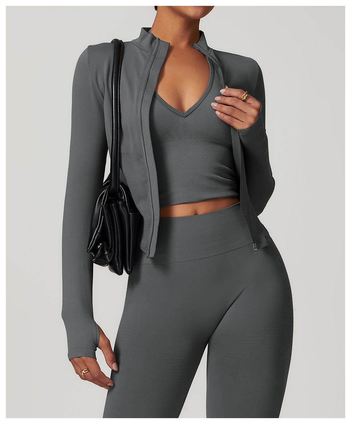High-Waist Shorts and Jacket Sports Set