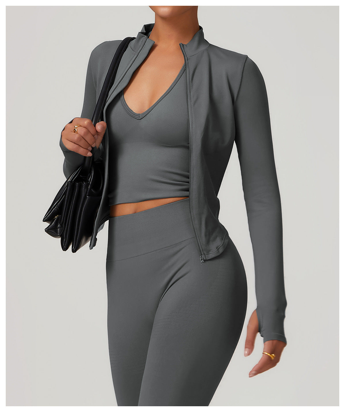 High-Waist Shorts and Jacket Sports Set