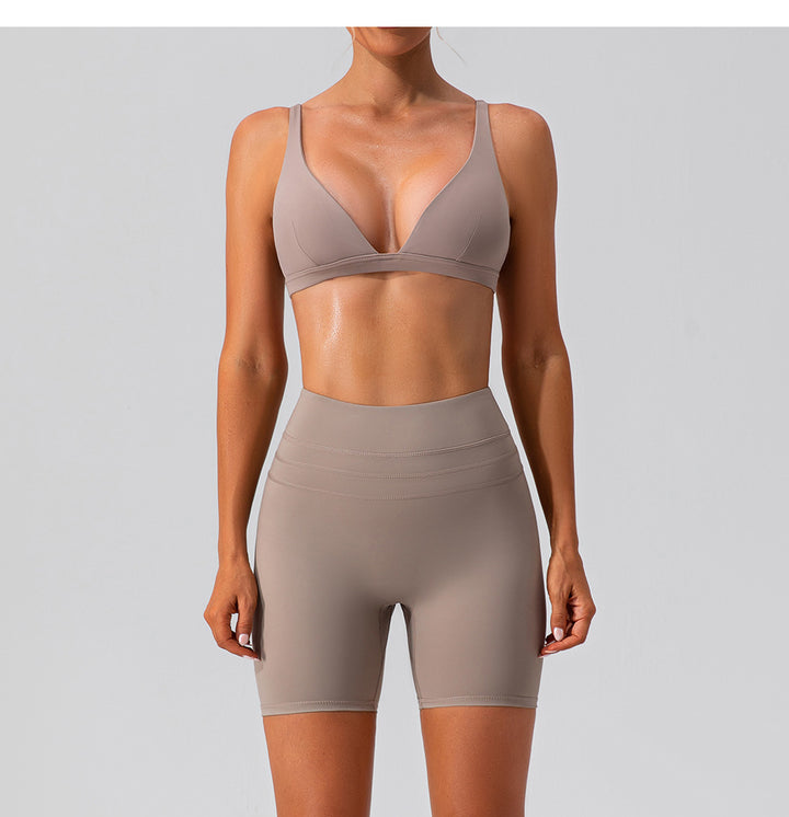 Triangle Top and High-Waisted Shorts Set