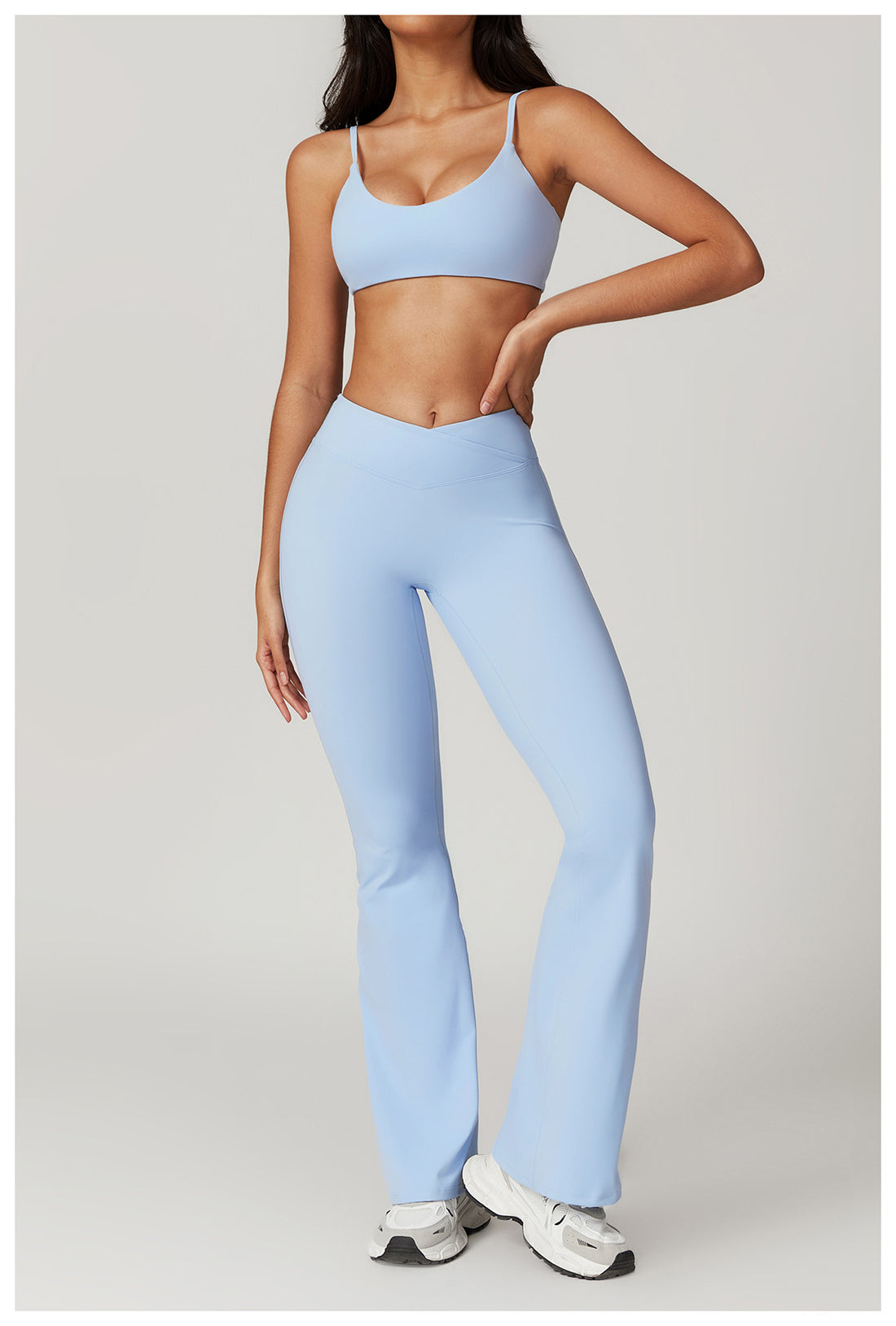 Cropped top and flare pants set