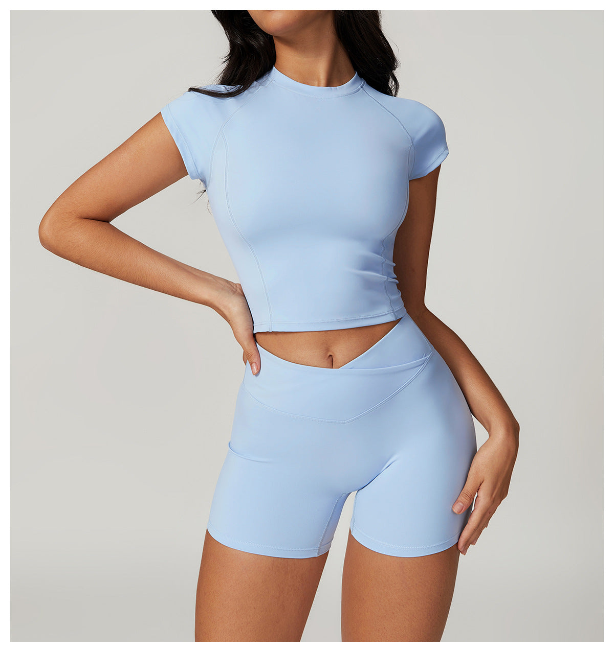 cross waist t-shirt and shorts