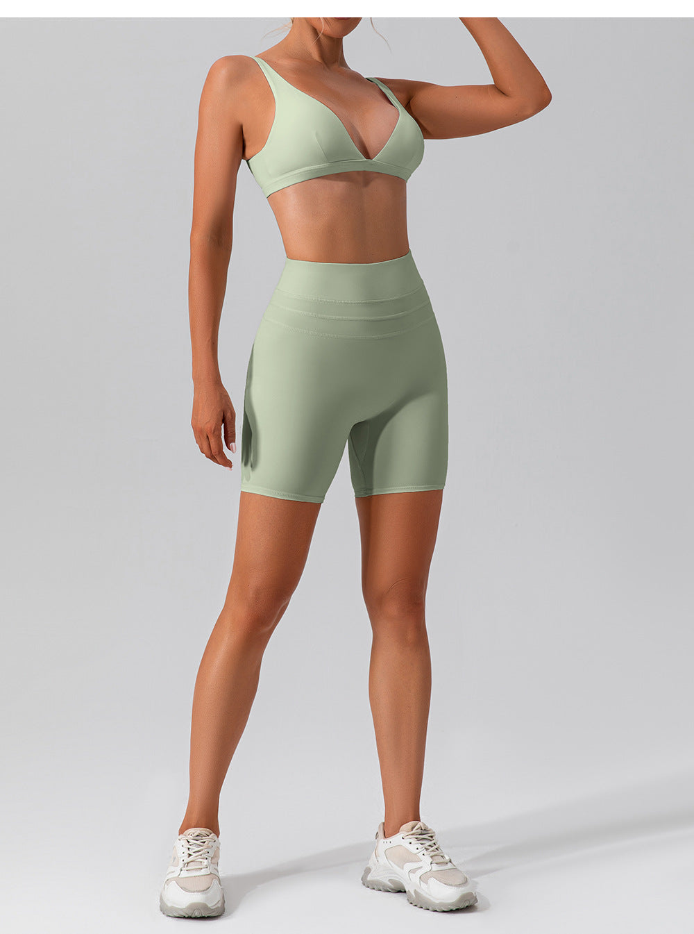 Triangle Top and High-Waisted Shorts Set