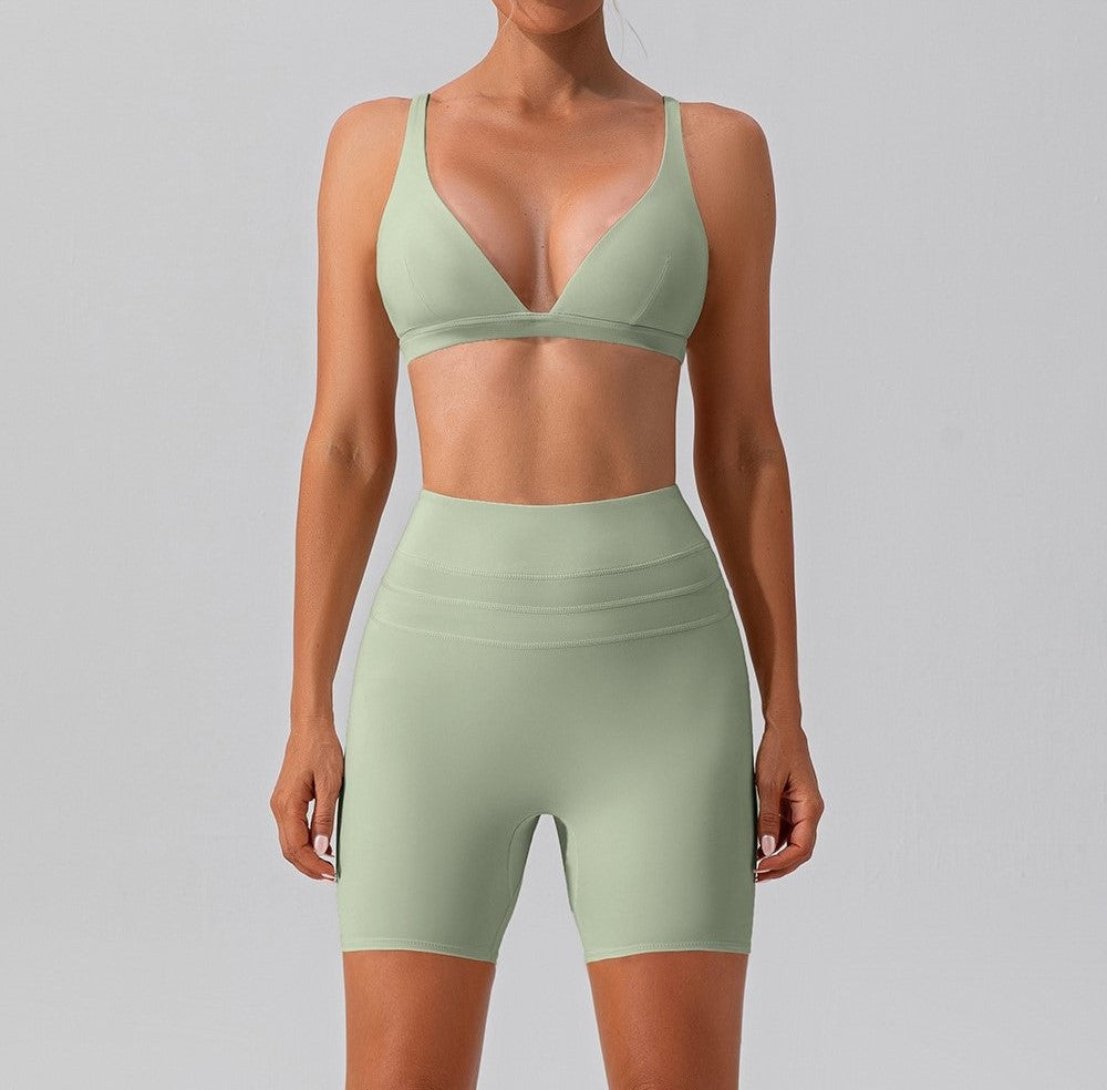 Triangle Top and High-Waisted Shorts Set