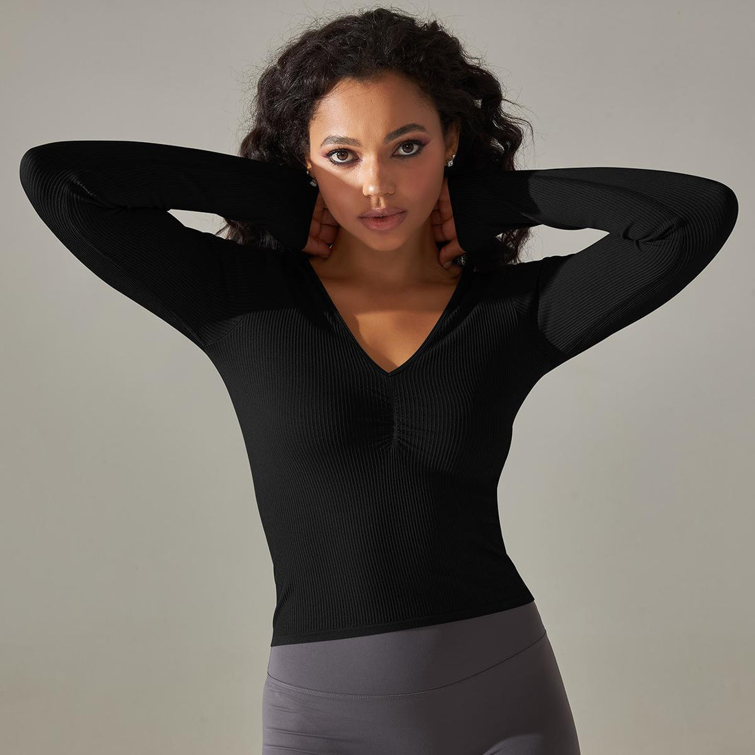 V-Neck Long Sleeve Top Comfort and Style