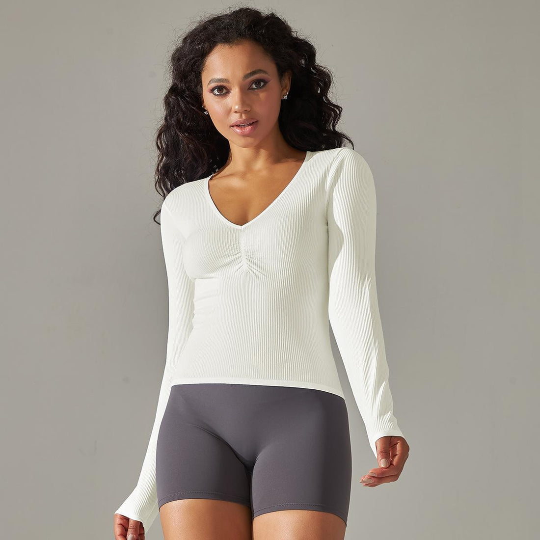 V-Neck Long Sleeve Top Comfort and Style