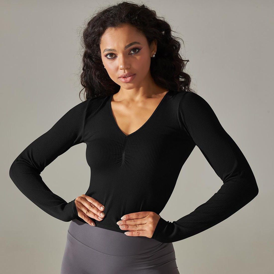 V-Neck Long Sleeve Top Comfort and Style