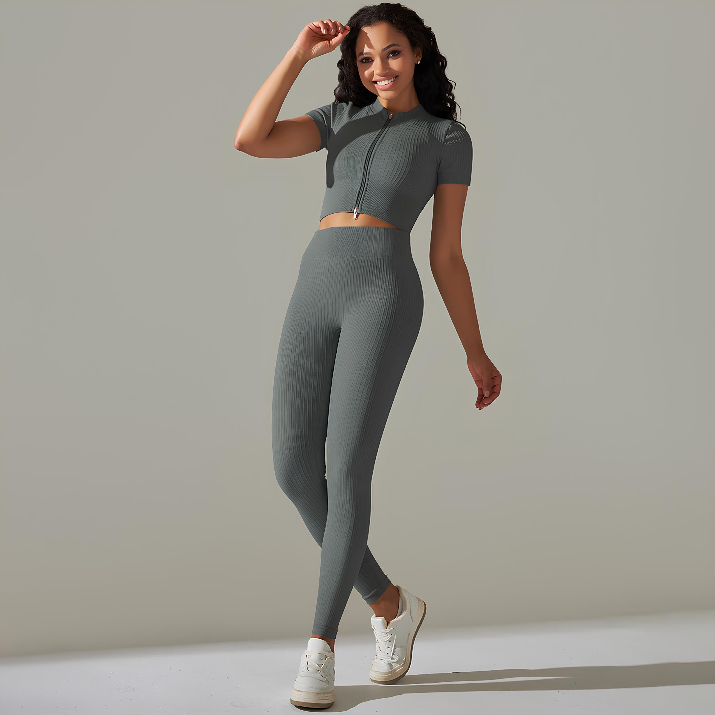 Active Pants and Short Sleeve Top Set