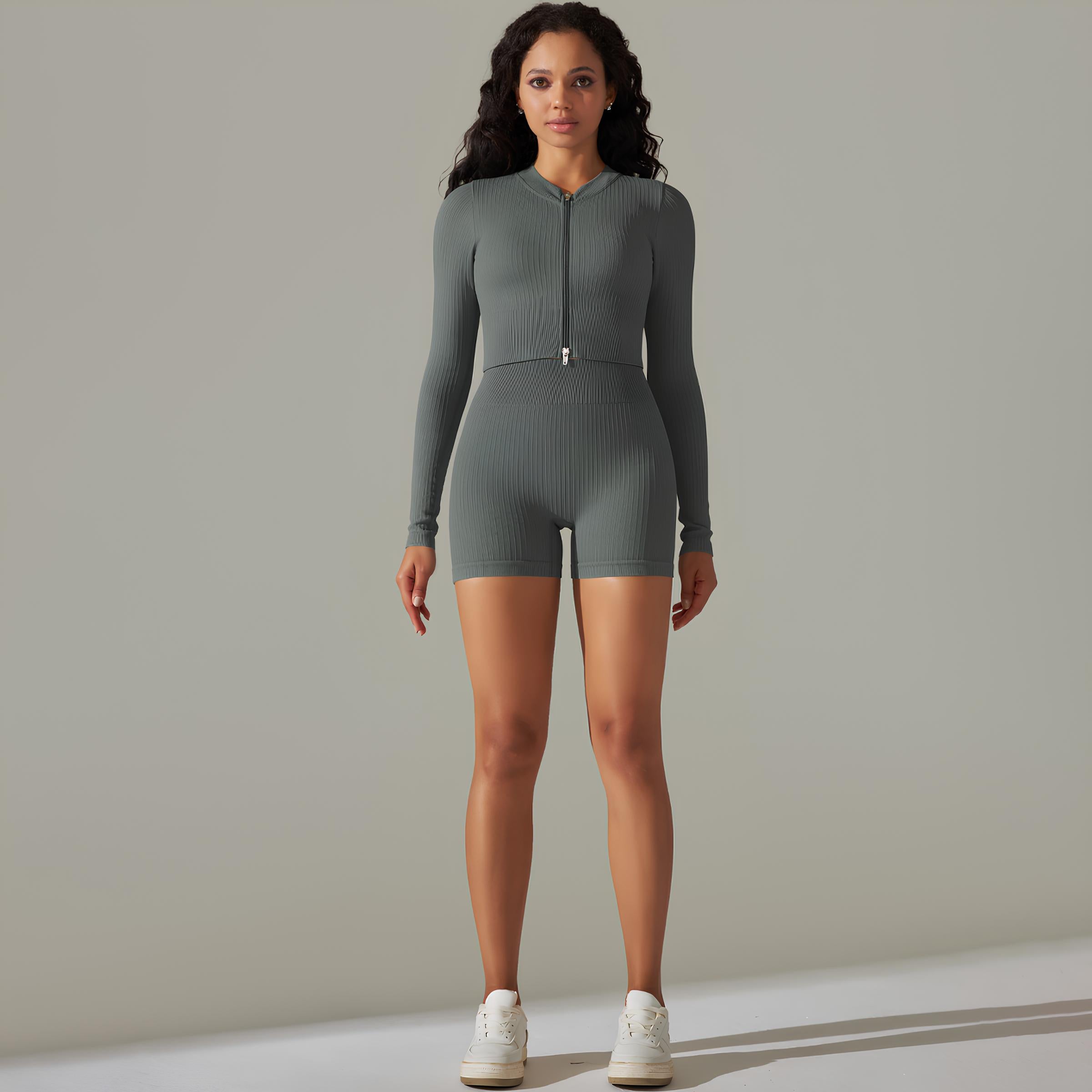 Active Shorts and Long Sleeve Top Set