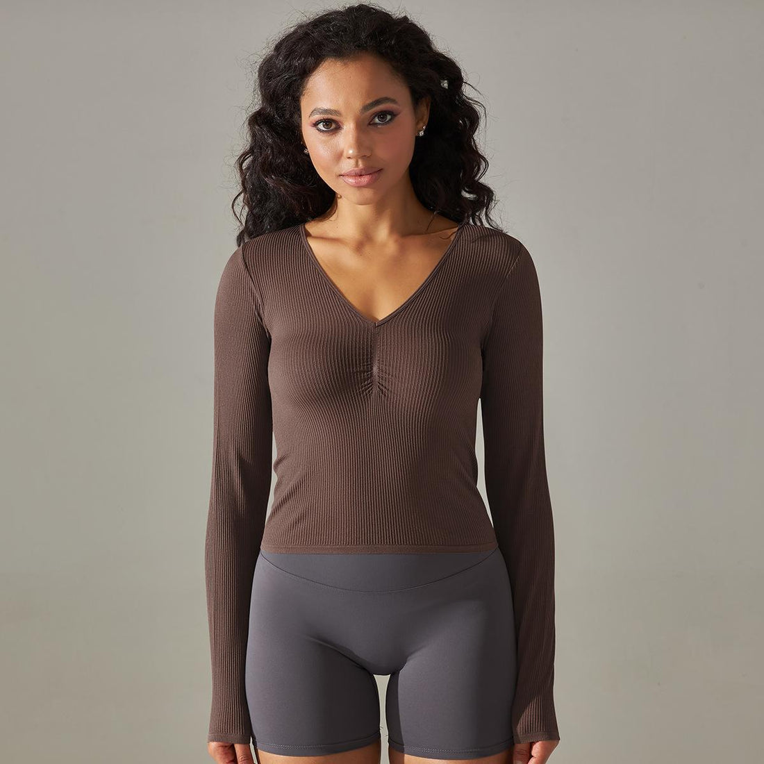 V-Neck Long Sleeve Top Comfort and Style